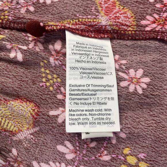 MADEWELL Butterfly Floral Wrap Blouse Ruffle Sleeve Burgundy Fairy Y2K Sz 2 NWT - Picture 10 of 12